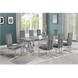 Best Quality Furniture 9-Piece Velvet & Tempered Glass Dining Set in Dark Gray