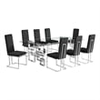 Best Quality Furniture 9-Piece Velvet & Tempered Glass Dining Set in Black