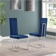 Best Quality Furniture 7-Piece Upholstered Velvet Dining Set in Navy Blue