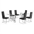 Best Quality Furniture 7-Piece Upholstered Velvet Dining Set in Black