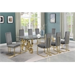 Best Quality Furniture 9-Piece Velvet & Tempered Glass Dining Set in Gray/Clear