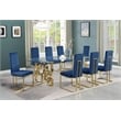Best Quality Furniture 9-Piece Velvet & Tempered Glass Dining Set in Navy/Clear