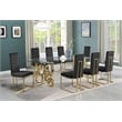 Best Quality Furniture 9-Piece Velvet & Tempered Glass Dining Set in Black/Clear