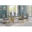 Best Quality Furniture 7-Piece Velvet & Stainless Steel Dining Set in Gray/Gold
