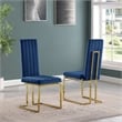 Best Quality Furniture 7-Piece Velvet & Stainless Steel Dining Set in Navy/Gold
