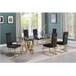 Best Quality Furniture 7-Piece Velvet & Stainless Steel Dining Set in Black/Gold