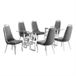 Best Quality Furniture 7-Piece Tempered Glass & Velvet Dining Set in Dark Gray