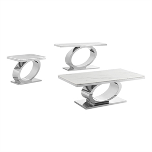 best quality furniture white marble coffee set with steel ovular base
