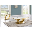 Best Quality Furniture White Marble Coffee Set with Gold Steel Ovular Base