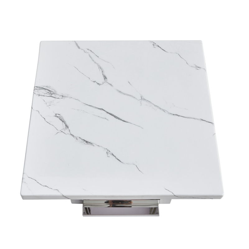 Best Quality Furniture 3pc White Marble Coffee Set with Stainless Steel Base