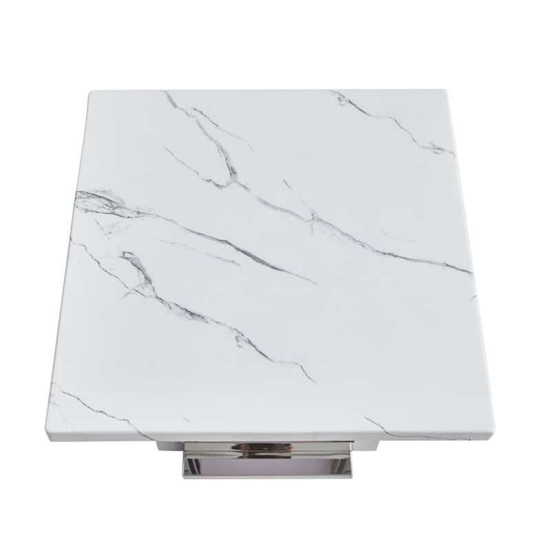 Best Quality Furniture 2pc White Marble Coffee Set with Stainless Steel Base