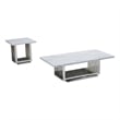 Best Quality Furniture 2pc White Marble Coffee Set with Stainless Steel Base