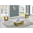 Best Quality Furniture 3pc White Marble Coffee Set with Gold Steel Base