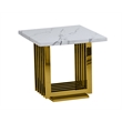Best Quality Furniture 3pc White Marble Coffee Set with Gold Steel Base