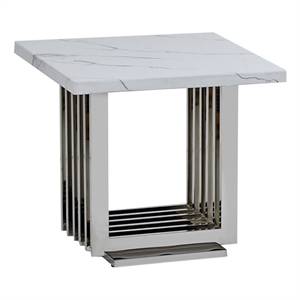 Best Quality Furniture White Marble End Table with Stainless Steel Base