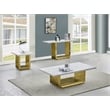 Best Quality Furniture 3pc White Marble Coffee Set with Gold Steel Base