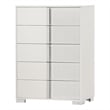 White Wood Lacquer 5 Drawer Chest with Metal Trim Accent Handle and Leg