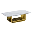 Best Quality Furniture White Marble Coffee Table with Gold Stainless Steel Base