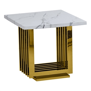 Best Quality Furniture White Marble End Table with Gold Steel Base