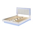 White Wood Lacquer Platform King Size Bedroom Set with Blue LED Lighting
