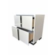 White Wood Lacquer 2 Drawer Nightstand with Metal Trim Accent Handle and Leg