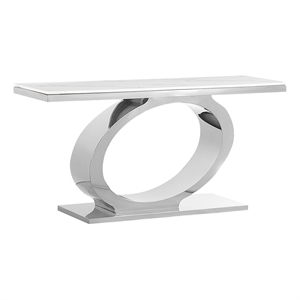 Best Quality Furniture White Marble Console Table with Stainless Steel Oval Base