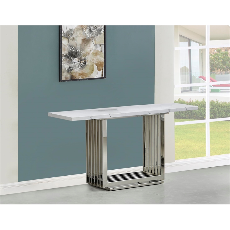 Best Quality Furniture White Marble Console Table with Stainless Steel Base