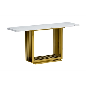 Best Quality Furniture White Marble Console Table with Gold Steel Base