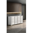 White Wood Lacquer 6 Drawer Dresser with Metal Trim Accent Handle and Leg