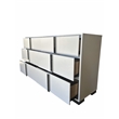 White Wood Lacquer 6 Drawer Dresser with Metal Trim Accent Handle and Leg