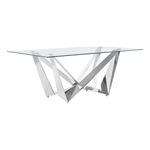Best Quality Furniture Clear Tempered Glass Dining Table w Stainless Steel