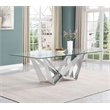 Best Quality Furniture Clear Tempered Glass Dining Table w Stainless Steel