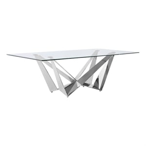 Best Quality Furniture Clear Tempered Glass Dining Table w Stainless Steel