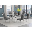 Best Quality Furniture 7pc Clear Glass Dining Set with Dark Gray Velvet Chairs