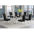 Best Quality Furniture 7pc Clear Glass Dining Set with Black Velvet Chairs
