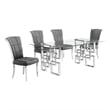 Best Quality Furniture 5pc Clear Glass Dining Set with Dark Gray Velvet Chairs