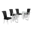Best Quality Furniture 5pc Clear Glass Dining Set with Black Velvet Chairs