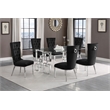Best Quality Furniture 7pc Clear Glass Dining Set with Black Velvet Chairs