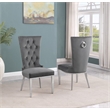 Best Quality Furniture 5pc Clear Glass Dining Set with Dark Gray Velvet Chairs