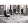 Best Quality Furniture 5pc Clear Glass Dining Set with Black Velvet Chairs