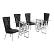 Best Quality Furniture 5pc Clear Glass Dining Set with Black Velvet Chairs