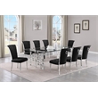 Best Quality Furniture 9pc Clear Glass Dining Set with Black Velvet Chairs