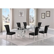 Best Quality Furniture 7pc Clear Glass Dining Set with Black Velvet Chairs