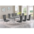 Best Quality Furniture 9pc Clear Glass Dining Set with Dark Gray Velvet Chairs
