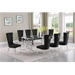 Best Quality Furniture 9pc Clear Glass Dining Set with Black Velvet Chairs