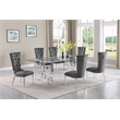 Best Quality Furniture 7pc Clear Glass Dining Set with Dark Gray Velvet Chairs