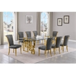 Best Quality Furniture 9pc Clear Glass Dining Set with Dark Gray Velvet Chairs