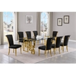 Best Quality Furniture 9pc Clear Glass Dining Set with Black Velvet Chairs