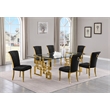 Best Quality Furniture 7pc Clear Glass Dining Set with Black Velvet Chairs
