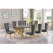Best Quality Furniture 9pc Clear Glass Dining Set with Dark Gray Velvet Chairs